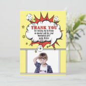 Superheld Comic Spreekwolk Jongens Verjaardag Bedankkaart (Staand voorkant)