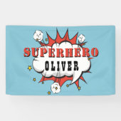 Superheld Comic Spreekwolk Jongens Verjaardagsfees Spandoek (Horizontaal)