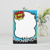 Superheld Comic Strip Blue Bedankt voor je opmerki (Staand voorkant)