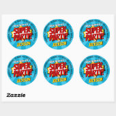 Superheld Comic Style Boy Birthday Blue Ronde Sticker (Vel)