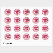 Superheld Comic Style Girl Birthday Pink Bedankt Ronde Sticker (Vel)