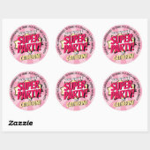 Superheld Comic Style Girl Birthday Pink Ronde Sticker (Vel)
