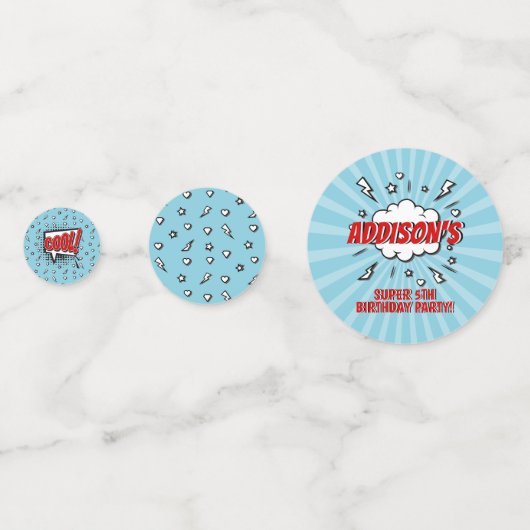 Superheld Comic Verjaardag Feesttafel Confetti (Achterkanten)