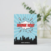 Superheld Comic Verjaardagsfeest Dank u Briefkaart (Staand voorkant)