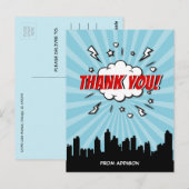 Superheld Comic Verjaardagsfeest Dank u Briefkaart (Voorkant / Achterkant)
