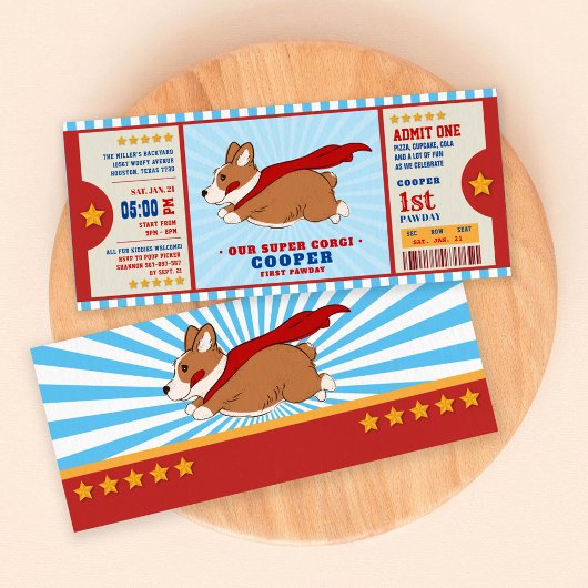 Superheld Corgi Puppy Birthday Party Kaart