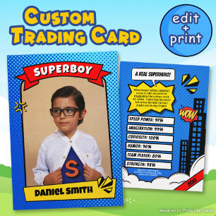 Superheld Custom Comic Trading Kaart voor Boy Gift Contactkaartje