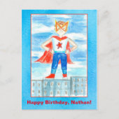 Superheld Custom Naam Happy Birthday Briefkaart (Voorkant)