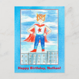 Superheld Custom Naam Happy Birthday Briefkaart