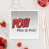 Superheld Custom Napkins - POW Black White Back Servetten (Insitu)