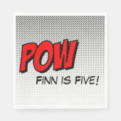 Superheld Custom Napkins - POW Black White Back Servetten (Voorkant)