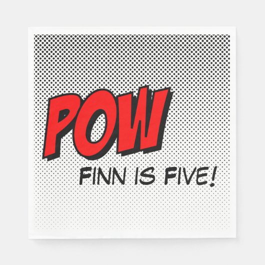 Superheld Custom Napkins - POW Black White Back Servetten (Voorkant)