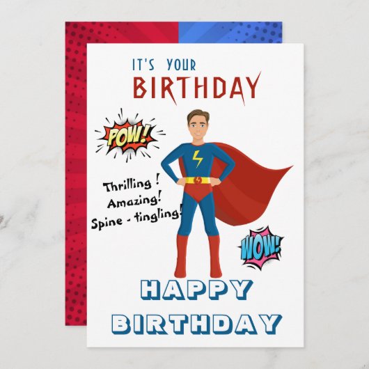 Superheld Custom Photo Birthday Kaart (Voorkant / Achterkant)