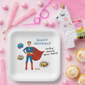 Superheld Custom Photo Birthday Paper Borden Papieren Bordje (Feest)