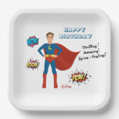 Superheld Custom Photo Birthday Paper Borden Papieren Bordje (Voorkant)
