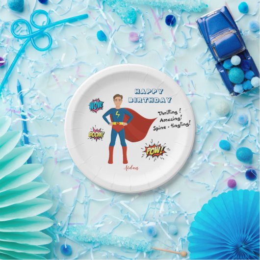 Superheld Custom Photo Birthday Papieren Bordje (Feest)
