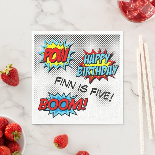 Superheld Custom servetten - Word Art Verjaardag (Insitu)