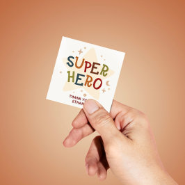 Superheld Cute Feest Dieren Kinderen Verjaardag Vierkante Sticker