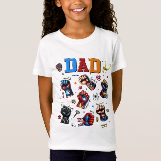 Superheld Dad Power Fists T-shirt (Voorkant)