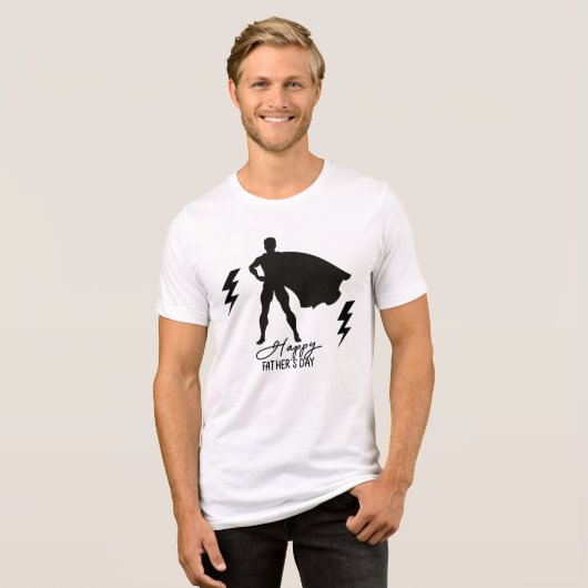 Superheld Dad Silhouette | Vaderdag Hero Tri-Blend Shirt (Voorkant volledig)