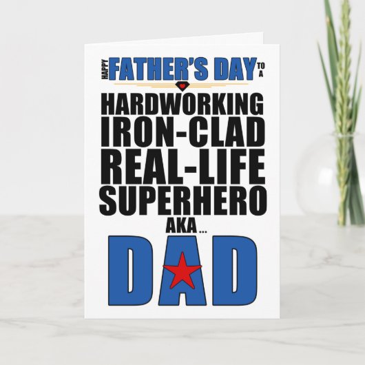 Superheld Dad Typography Vaderdag Kaart (Voorkant)