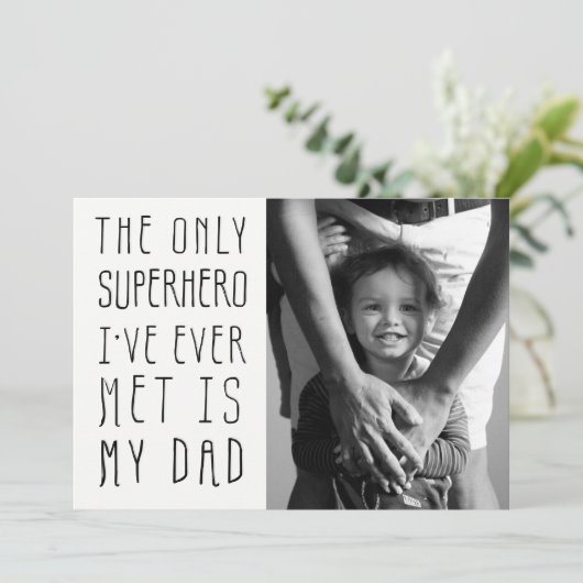Superheld Dad Vaderdag Foto Kaart (Staand voorkant)