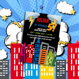 Superheld Dark City Building Explosion Verjaardag Kaart