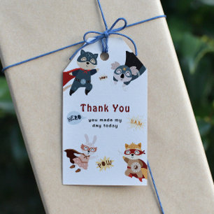 Superheld Dieren Cute Kinderen Verjaardag Cadeaulabel