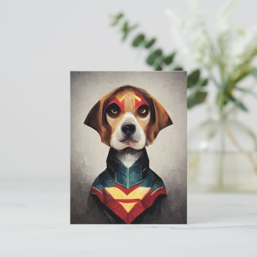 Superheld Dog Portrait | Beagle Briefkaart (Staand voorkant)