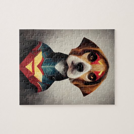 Superheld Dog Portrait | Beagle Legpuzzel (Horizontaal)