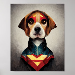 Superheld Dog Portrait   Beagle Poster