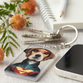 Superheld Dog Portrait | Beagle Sleutelhanger (Voorkant Rechts)