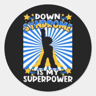 Superheld Down Syndrome Awareness Chromosome Super Ronde Sticker
