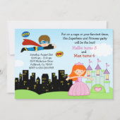 Superheld en prinses Birthday Party Invitation Kaart (Voorkant)