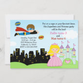 Superheld en prinses Birthday Party Invitation Kaart (Voorkant)