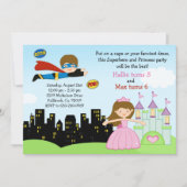 Superheld en prinses Birthday Party Invitation Kaart (Voorkant)
