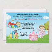 Superheld en prinses Birthday Party Invitation Kaart (Voorkant)