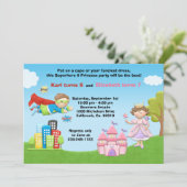 Superheld en prinses Birthday Party Invitation Kaart (Staand voorkant)