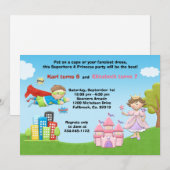 Superheld en prinses Birthday Party Invitation Kaart (Voorkant / Achterkant)