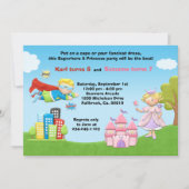 Superheld en prinses Birthday Party Invitation Kaart (Voorkant)