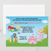 Superheld en prinses Birthday Party Invitation Kaart (Voorkant / Achterkant)