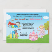 Superheld en prinses Birthday Party Invitation Kaart (Voorkant)