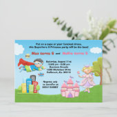 Superheld en prinses Birthday Party Invitation Kaart (Staand voorkant)