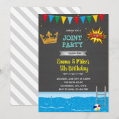 Superheld en prinses zwemthema kaart (Voorkant / Achterkant)