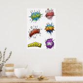 Superheld en supervillain onomatopoeia poster (Keuken)