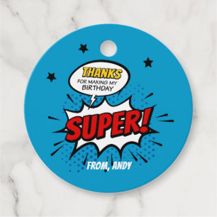 Superheld Favor Tag Superheld Dank je Labels