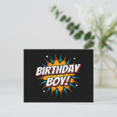 Superheld Feest Stripheld Verjaardag Jongen Briefkaart (Staand voorkant)