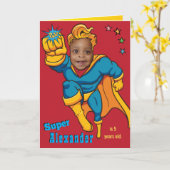 Superheld Flying Photo Specialized Birthday Kaart (Gele Bloem)