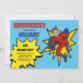 Superheld Foto Sjabloon Kinderverjaardagsfeestje Kaart (Voorkant)