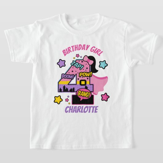 Superheld Fourth Birthday Girl 4e Super Girl T-shirt (Laagn)
